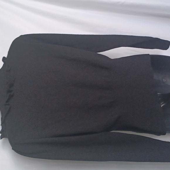 Elio Ruffled Frint Black cotton blend Button Cardigan, Long Sleeves - Picture 3 of 4